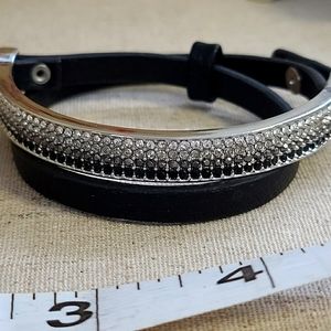 Lia Sophia Leather Strap with Rhinestone Cuff